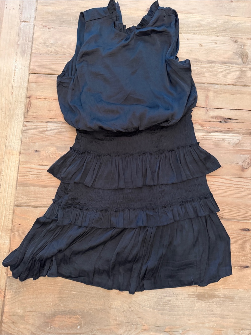 Black Tiered Ruffle Sleeveless Dress